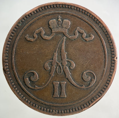 1865 Finland 10 Pennia Coin | Fine Collectable Grade