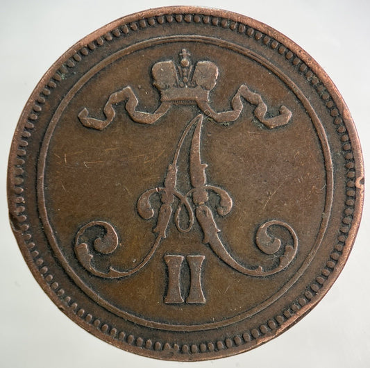 1865 Finland 10 Pennia Coin | Fine Collectable Grade
