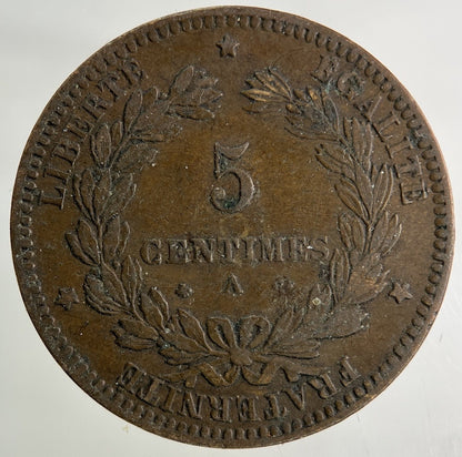 1871 France 5 Centimes Coin | Fine Collectable Grade