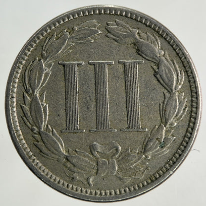 1872 US USA 3 III Cents Nickel Coin | Fine Collectable Grade