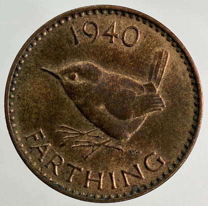 1940 George VI Wren Farthing Coin | Very High Grade