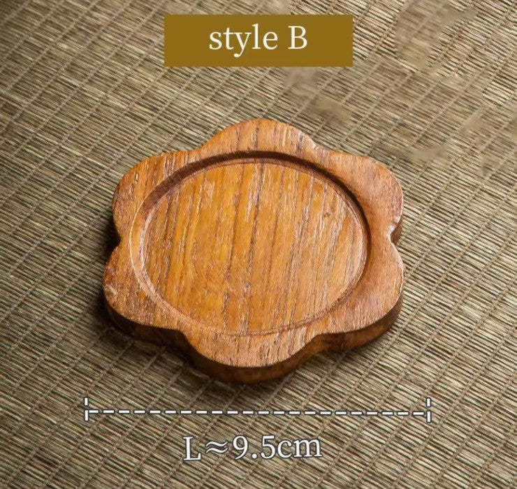 1 x Wooden Carved Flower Shaped Coaster Tabletop Coffee Drink Rustic Tray