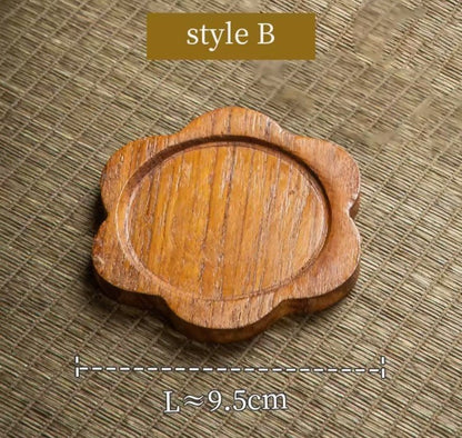 1 x Wooden Carved Flower Shaped Coaster Tabletop Coffee Drink Rustic Tray