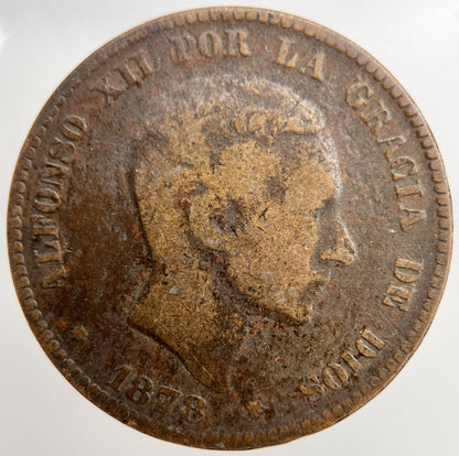 1878 Spain Diez 10 Centimos Coin | Collectable Grade