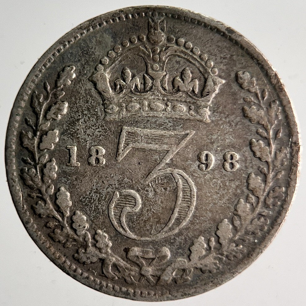 1898 Veiled Head Victoria Threepence Silver Coin | Collectable Grade | a4028