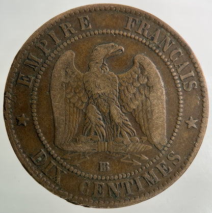 1864 France 10 Centimes Coin | Fine Collectable Grade
