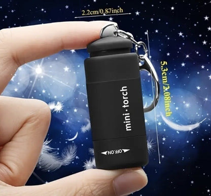 Mini Black Torch Flash - Light Rechargeable USB Keyring Premium Keychain Gift UK