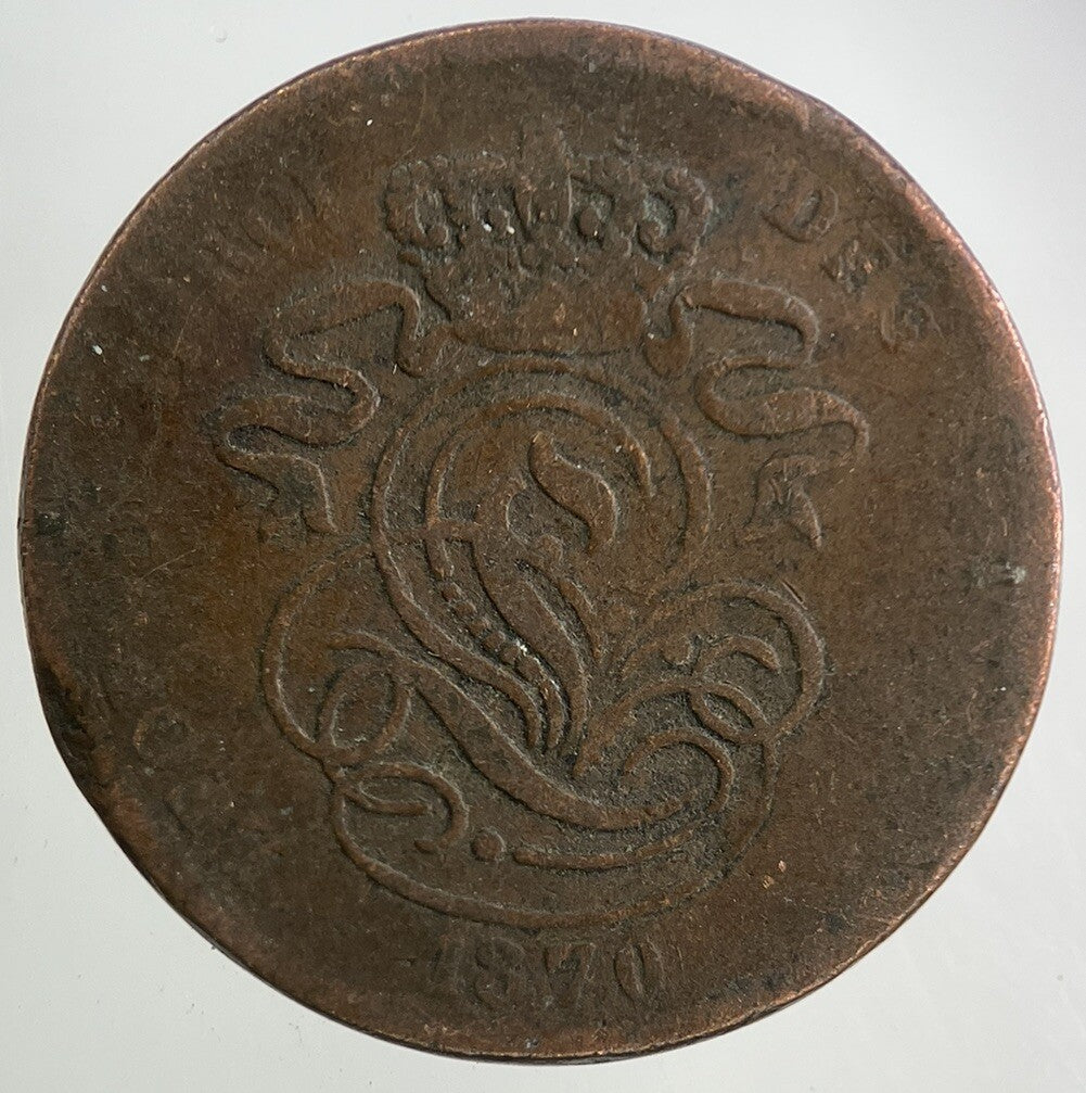 1870 Belgium 2 Centimes Coin | Collectable Grade