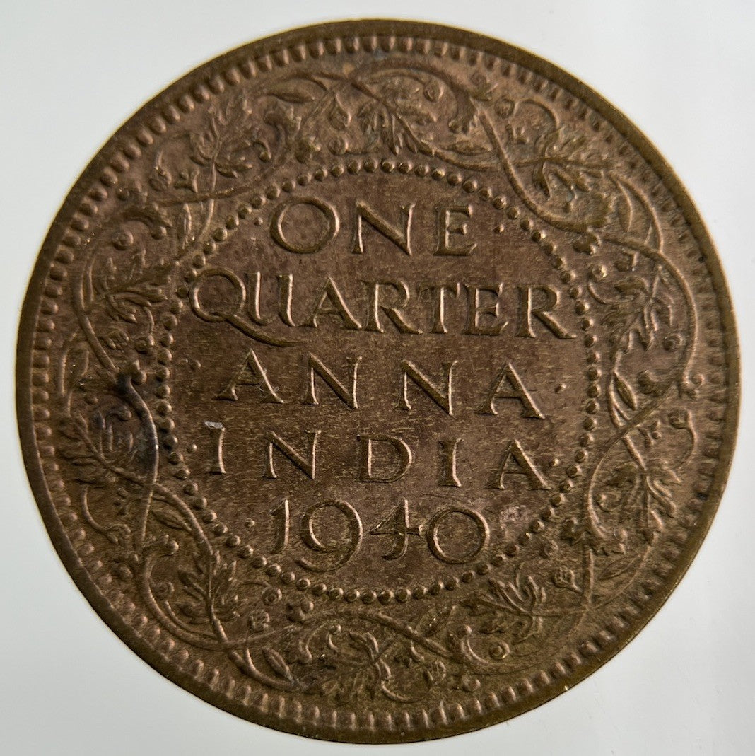 1940 India Quarter 1/4 Anna Coin | Fine Collectable Grade