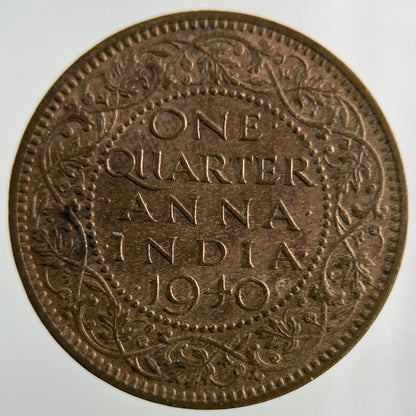 1940 India Quarter 1/4 Anna Coin | Fine Collectable Grade