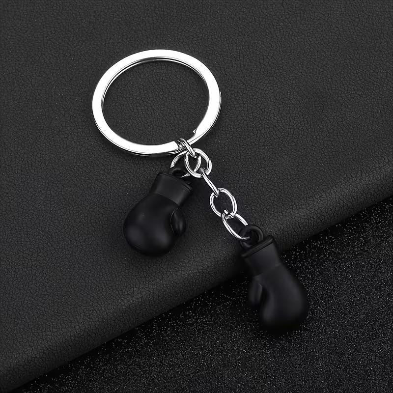 Mini Metal Black Heavy Boxing Gloves Shaped Keyring Premium Keychain Gift UK
