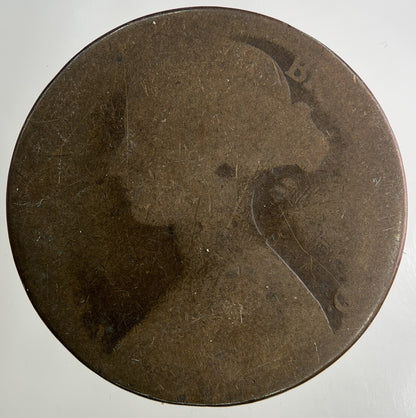 1865 Victoria One Penny Coin | Worn Grade