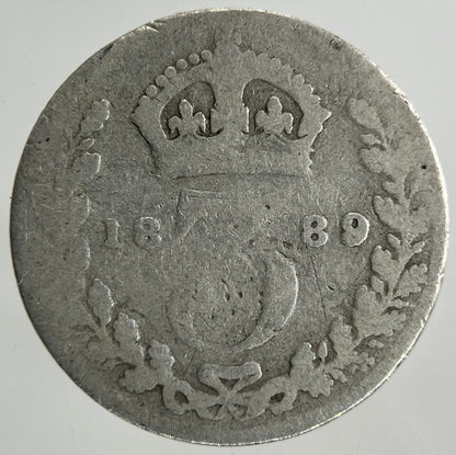 1889 Victoria Threepence Silver Coin | Fair Grade