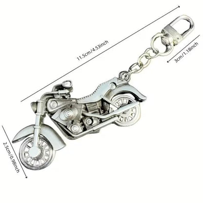 Mini Metal Classic Motorbike With Turning Wheels Keyring Keychain Gift UK