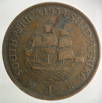 1934 South Africa One Penny Coin | Collectable Grade