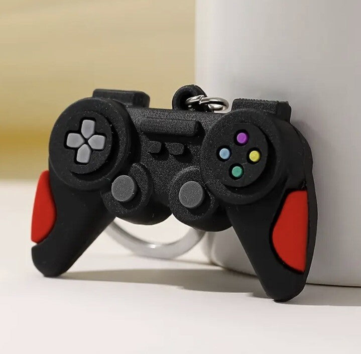 Black Video Game Controller Shaped Keyring Premium Keychain Gift UK