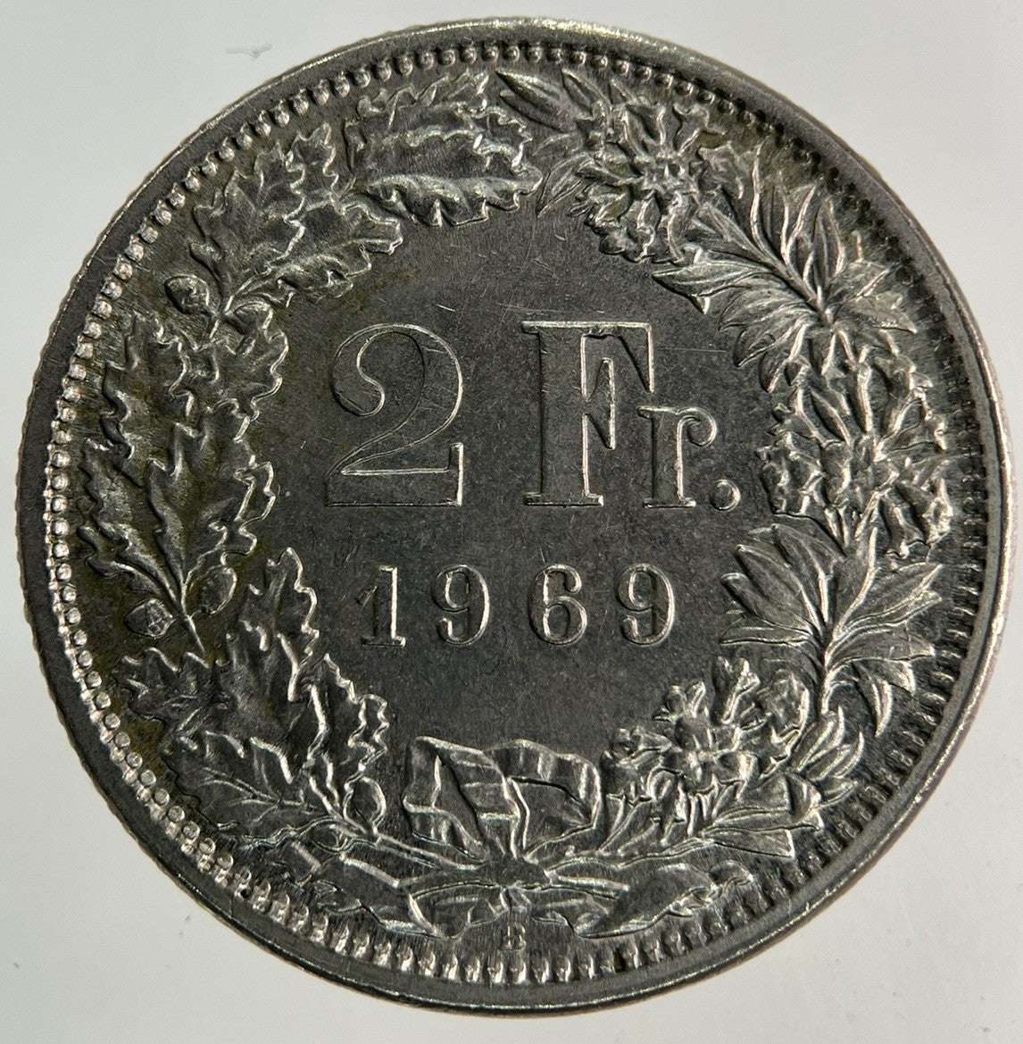 1969 Switzerland Swiss 2 Francs Coin | Very High Grade