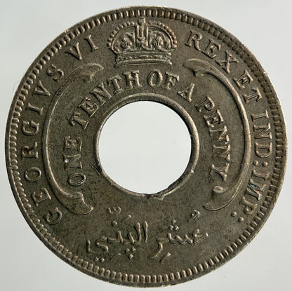 1944 West Africa 1/10 One Tenth Of A Penny Coin | Very Fine Grade