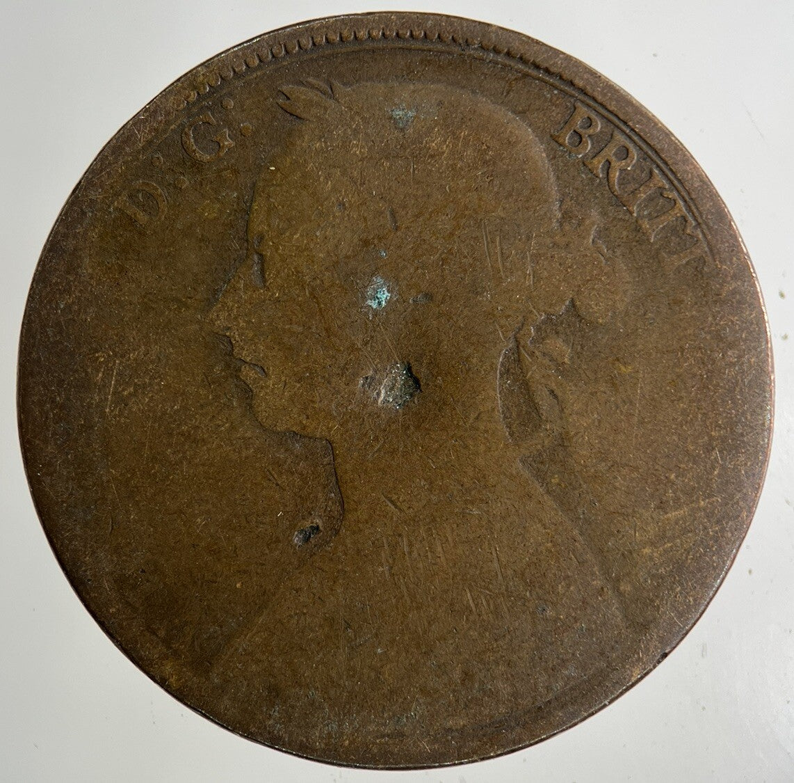 1889 Victoria One Penny Coin | Worn Grade