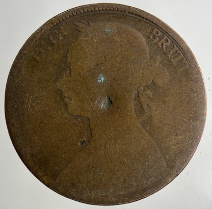 1889 Victoria One Penny Coin | Worn Grade