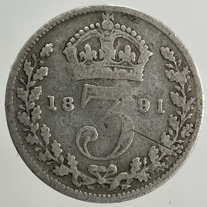 1891 Victoria Threepence Silver Coin | Fair Grade