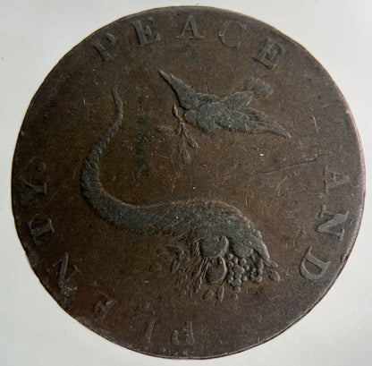 1793 British Peace & Plenty Half - Penny Coin | Fine Collectable Grade