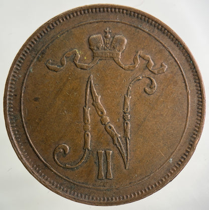 1907 Finland 10 Pennia Coin | Very High Grade