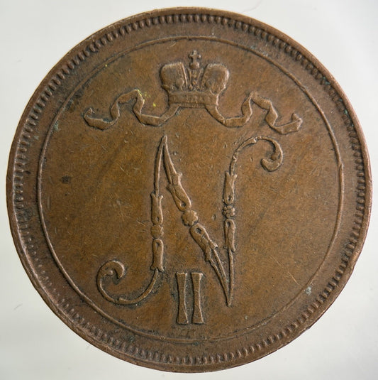 1907 Finland 10 Pennia Coin | Very High Grade