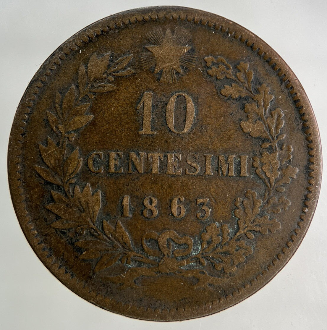 1863 Italy 10 Centesimi Coin | Fine Collectable Grade