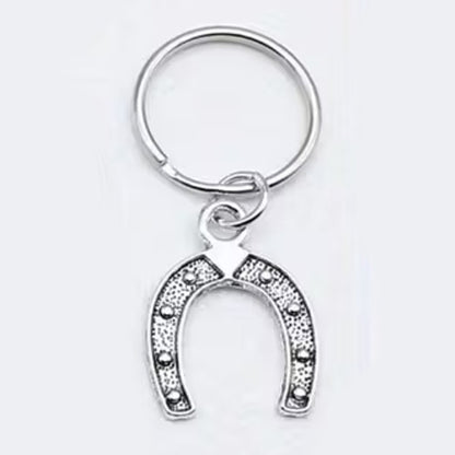 Mini Metal Lucky Horseshoe Charm Keyring Keychain Gift UK