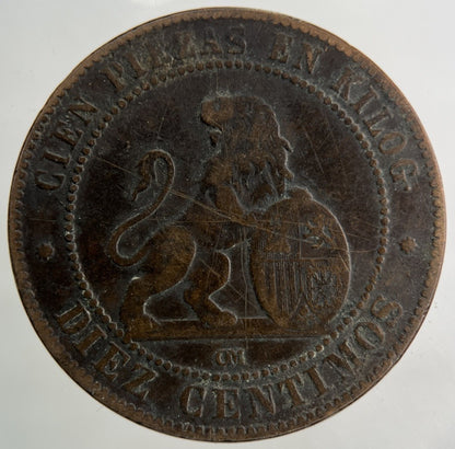 1870 Spain 10 Centimos Coin | Collectable Grade