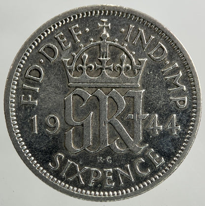 1944 George VI Sixpence Silver Coin | Fine Collectable Grade