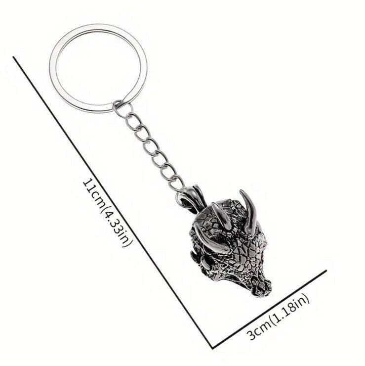 Metal Dragon Head Shaped Keyring Premium Keychain Gift UK