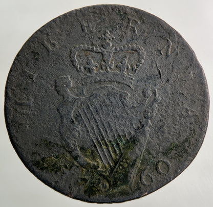 1760 Irish Half - Penny Coin | Fine Collectable Grade