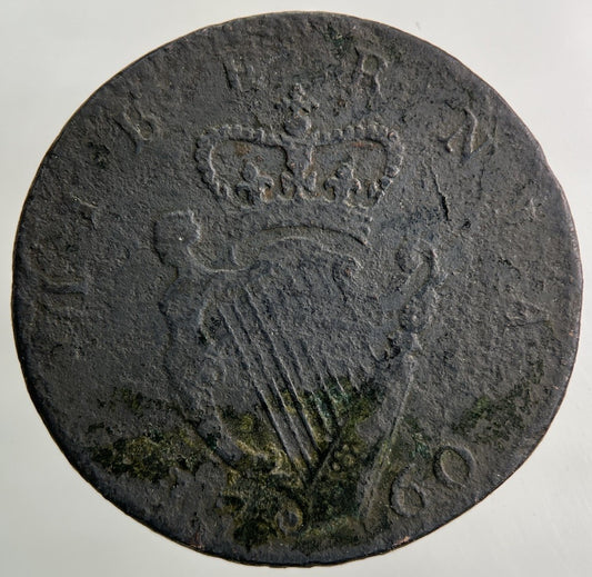 1760 Irish Half - Penny Coin | Fine Collectable Grade