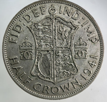 1941 George VI Half - Crown Silver Coin | Fine Collectable Grade