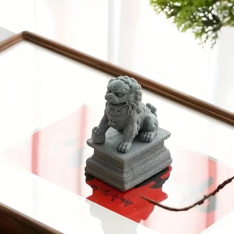 Chinese Stone Lion Pixiu Stone Statue Home Figurine Sculpture Gift UK