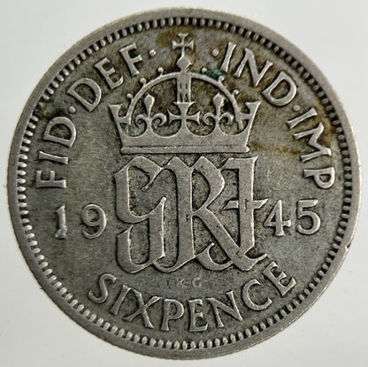 1945 George VI Silver Sixpence Coin | Fine Collectable Grade