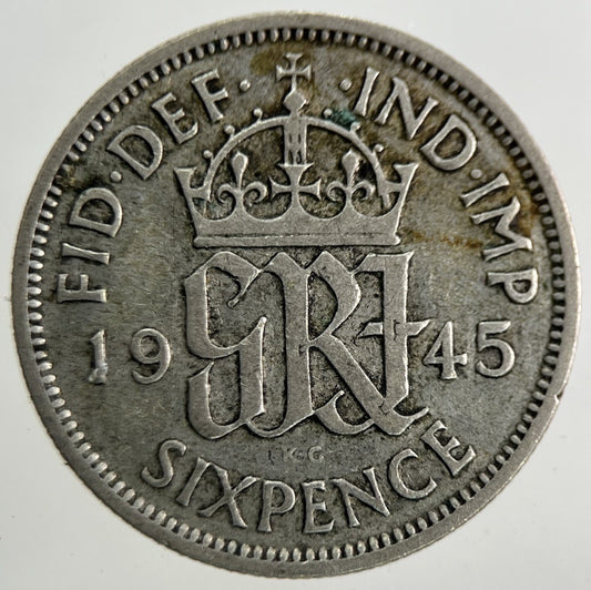 1945 George VI Silver Sixpence Coin | Fine Collectable Grade