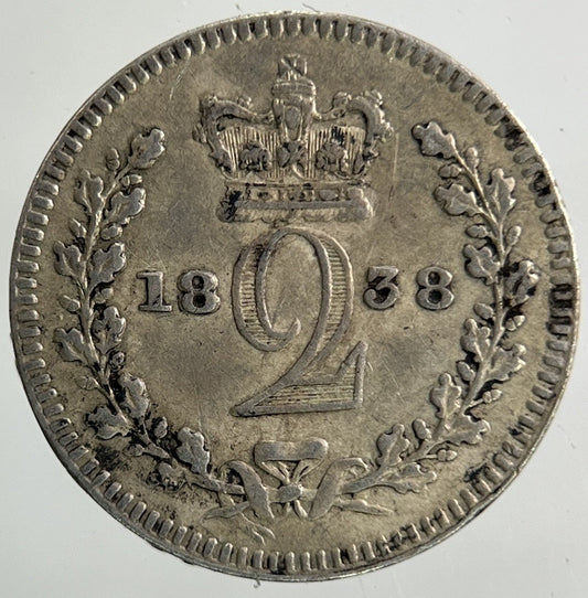 1838 Victoria Maundy Two - Pence Silver Coin | Fine Collectable Grade
