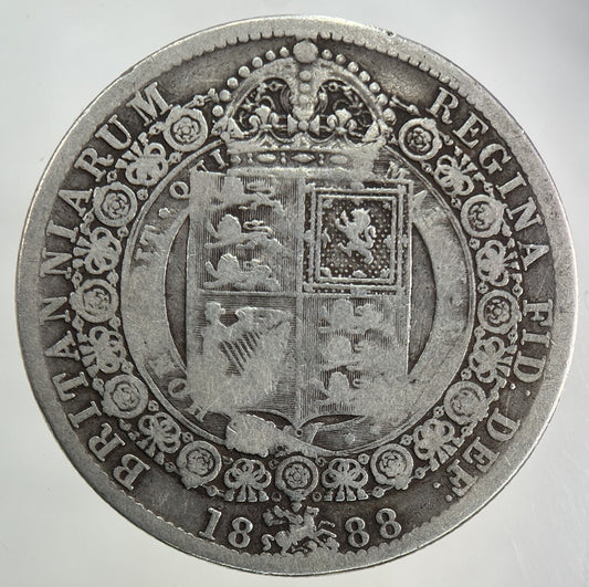 1888 Victoria Half - Crown Silver Coin | Collectable Grade