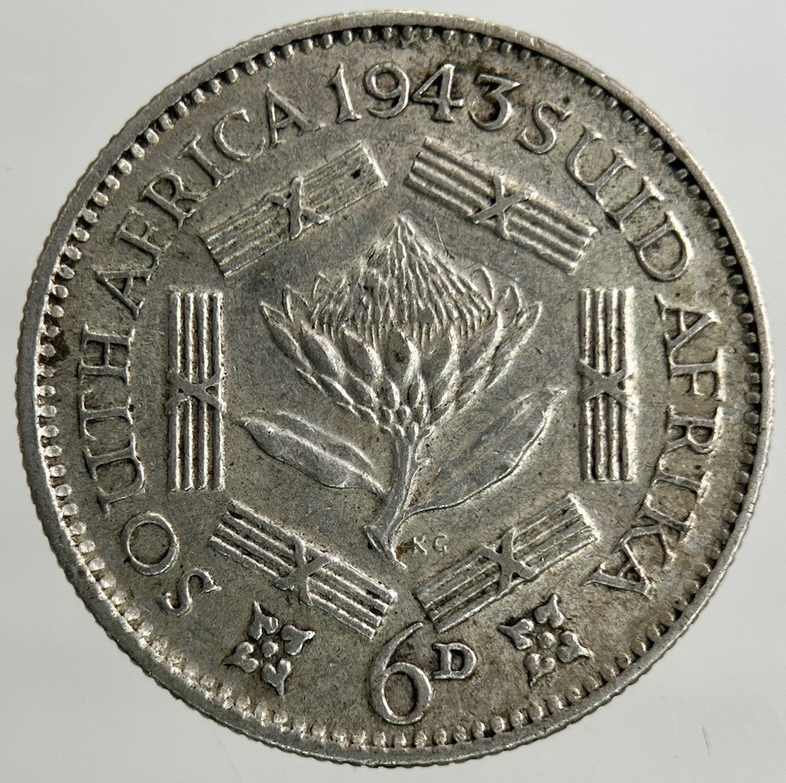 1943 South Africa Sixpence Silver Coin | Very High Grade