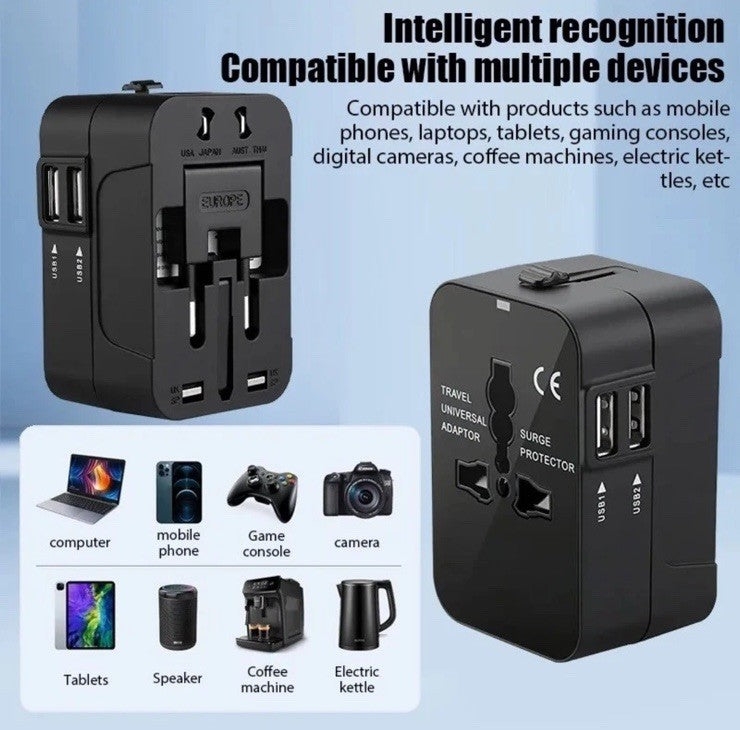 Worldwide Universal Travel Adapter Plug Fast Charger UK US EU AU with USB - C Port