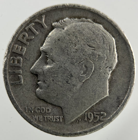 1952 - D US USA Roosevelt Dime Silver Coin | Collectable Grade