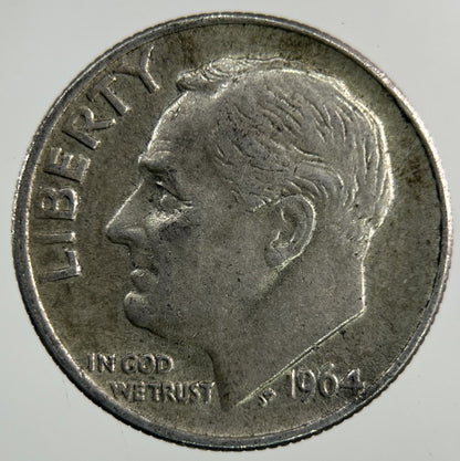 1964 US USA Roosevelt Dime Silver Coin | Fine Collectable Grade