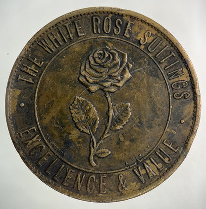British 19th Century The White Rose Suitings Token Coin | Fine Collectable Grade