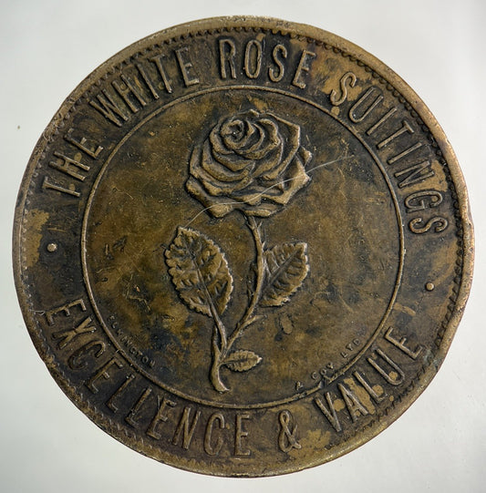 British 19th Century The White Rose Suitings Token Coin | Fine Collectable Grade