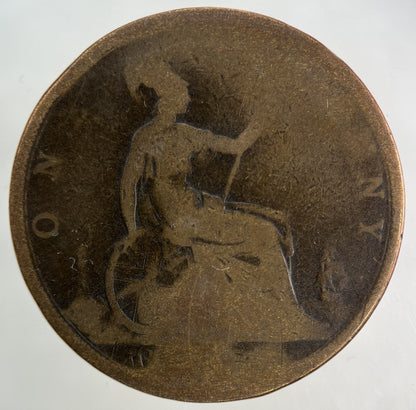 British Victoria One Penny Coin | Worn Grade