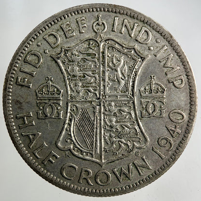 1940 George VI Half - Crown Silver Coin | Fine Collectable Grade