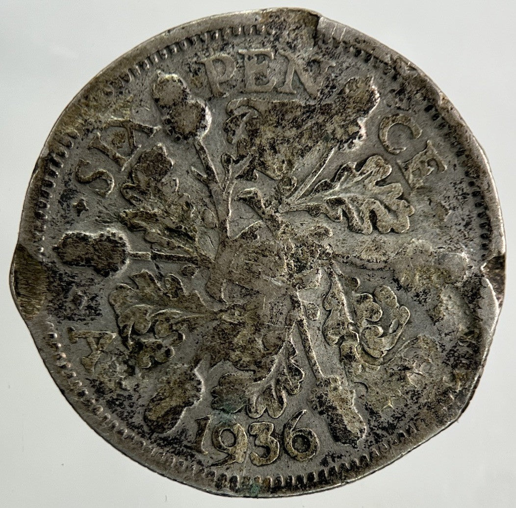 1936 George V Sixpence Silver Coin | Worn Grade